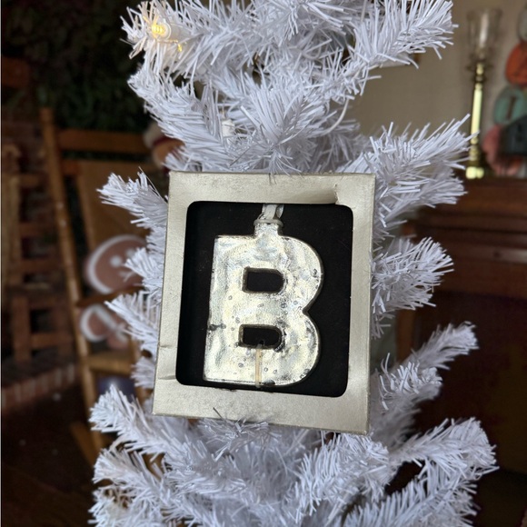 MERCURY GLASS LETTER Ornament Faux Mercury Glass Silver Initial Rustic Antiqued - Picture 5 of 8